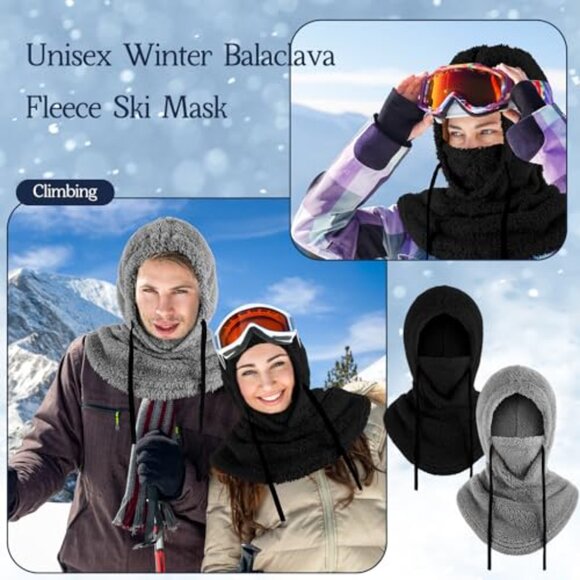 Fleece Balaclava Ski Mask Windproof Face Cover Hooded Scarf Winter Warm main image 4